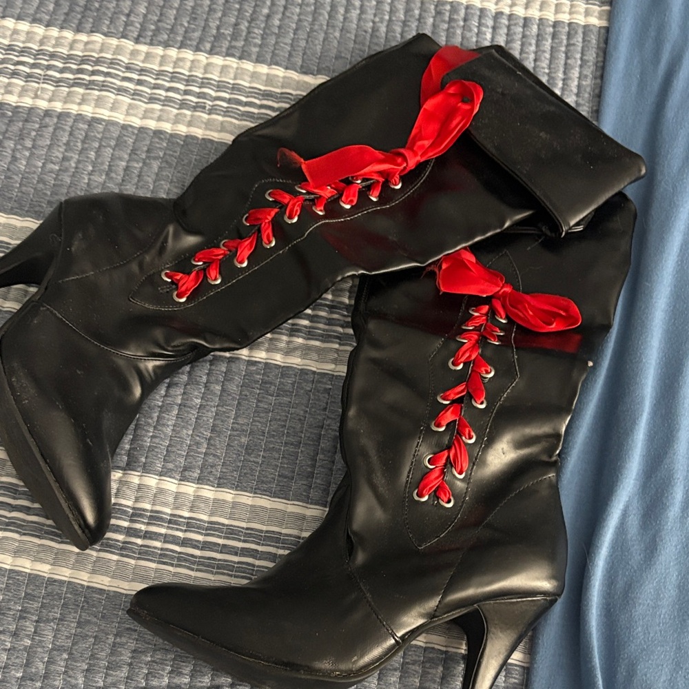 Stylish Black and Red Women's Boots